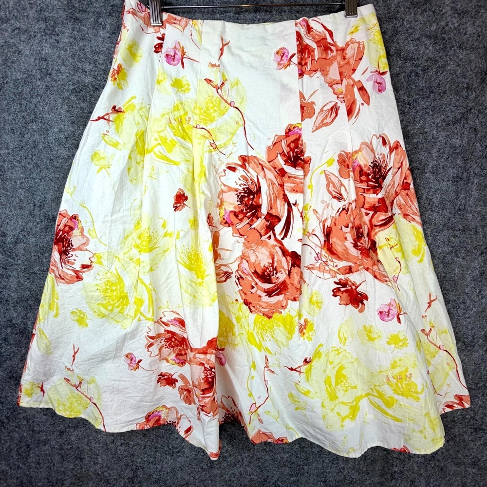 Sweet Salt Flare Skirts Womens Medium White Yellow Pink Floral Watercolor Artsy - Picture 2 of 5